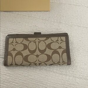 Coach signature Brown Monogram check book holder